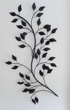 Image of Leaf and Branch Metal Wall Art - Mat Black