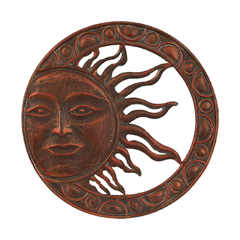 Image of Round Rustic Bronzed sun wall plaque with embossed detail 51cm- New this season!