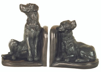 Image of Pair of Labrador Bookends in Cold Cast Bronze