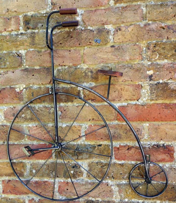 Image of Large (70cm tall) Metal Penny Farthing Bicycle Wall/Garden Art