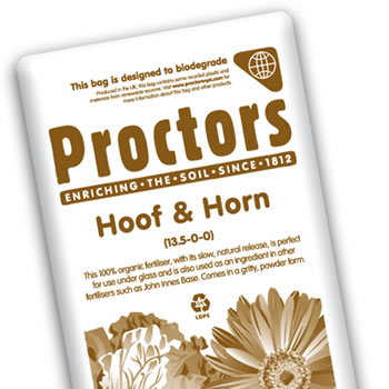 Image of Proctors Hoof and Horn Traditional All Purpose 100% Organic Fertiliser and Soil Enricher - 25kg Sack