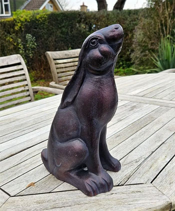 Image of Cast Iron Stargazing Hare with Hand Finished Bronze Patina