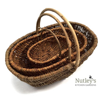 Image of Nutley's Beautiful Hand-Made Rustic Willow Triple Trug Wicker Basket Set