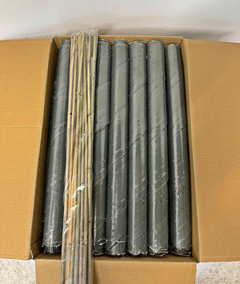 Image of 50 Clear Extra Wide Spiral Tree Guards with Canes - 60cm x 50mm