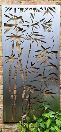 Image of Rustic Steel Garden Metal Bamboo Design Screen 1.8m Tall