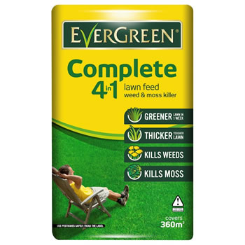 Image of Evergreen Complete 4 in 1 Lawn Feed, Weed & Moss Watersmart 360m2 (015012)