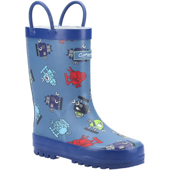 Image of Cotswold Puddle Kids' Wellington Boots in Robot Print