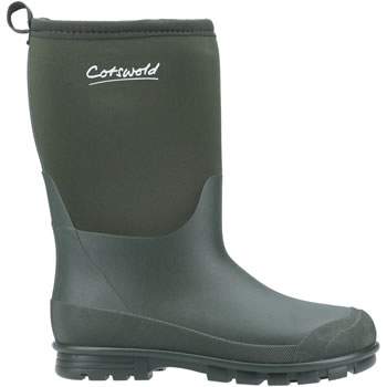 Image of Cotswold Hilly Kids Neoprene Wellington Boots in Green
