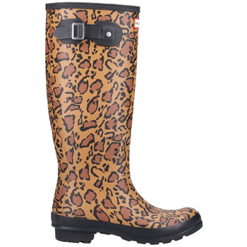 Image of Hunter Original Tall Leopard Print - Rich Tan/Saddle/Black UK Size 6