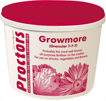 Image of 5kg tub of Proctors Growmore multi purpose garden fruit lawn flower fertiliser