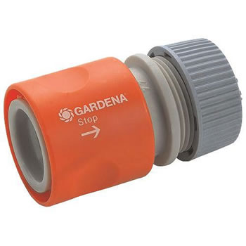 Image of Gardena 13mm Water Stop Snap on Hose Connector
