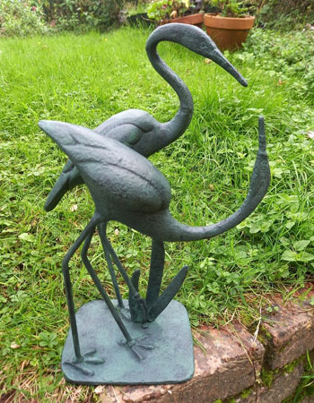 Image of Cranes in Love Garden Statue - Aluminium with Aged Bronze Finish