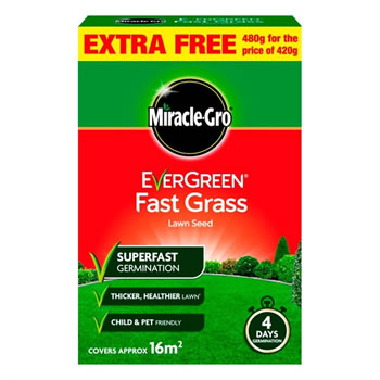 Image of Miracle-Gro Evergreen Fast Grass Lawn Grass Seed 16m2 Plus Extra (119618)
