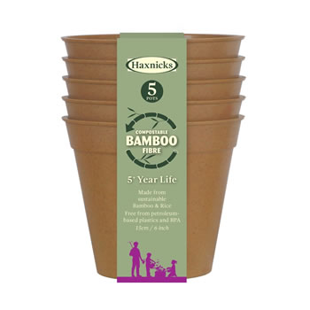 Image of Haxnicks Terracotta 15cm Bamboo Plant Pots Biodegradable (Pack of 15)