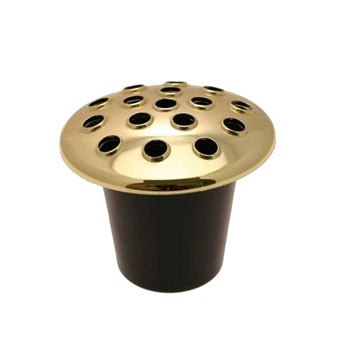 Image of Gold Memorial Grave Vase & Lid for Fresh & Artificial Flowers