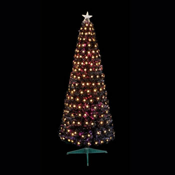 Image of Premier 1.2m Slim Black Multi Colour Fibre Optic Christmas Tree with White LED Stars (FT178506)