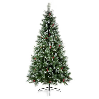 Image of Premier 2.4m Sugar Pine Iced Tipped Christmas Tree with Berries & Cones (TR800SUP)