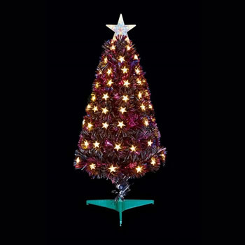 Image of Premier 80cm Slim Black Multi Colour Fibre Optic Christmas Tree with White LED Stars (FT178505)