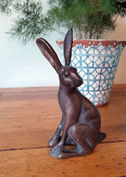 Extra image of Miniature Sitting Hare Garden Sculpture in Cast Aluminium