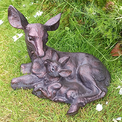 Image of Doe and Baby Fawn Garden Sculpture