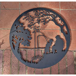 Extra image of Black Garden Screen Of A Father and Son Fishing - 45cm dia.