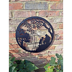 Extra image of Black Garden Screen Of A Father and Son Fishing - 45cm dia.