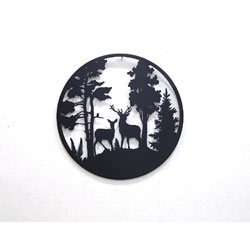Extra image of Black Deer In Ever Green Woods Steel Garden Screen - 45cm dia.
