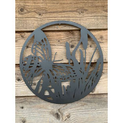 Image of Black Butterfly Steel Garden Screen - 45 cm dia.