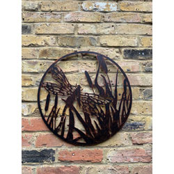 Small Image of Dragonfly Copper Finish Steel Garden Screen - 50cm dia.
