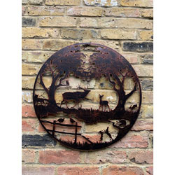 Small Image of Woodlands Wild Animal Garden Wall Art in Copper Finish - 60cm dia.