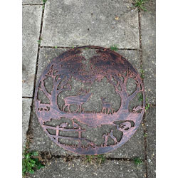 Extra image of Woodlands Wild Animal Garden Wall Art in Copper Finish - 60cm dia.