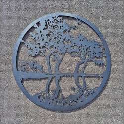 Extra image of Black Steel Garden Screen Of A Cow Under The Trees - 60cm dia.