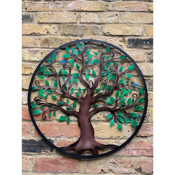 Small Image of Colourful Tree Of Life Steel Wall Art Garden Screen - 60cm dia.