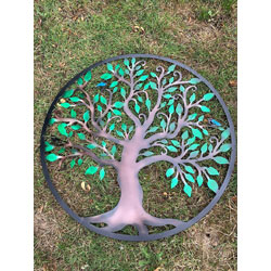Extra image of Colourful Tree Of Life Steel Wall Art Garden Screen - 60cm dia.