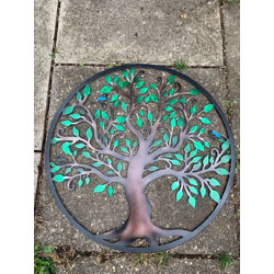 Extra image of Colourful Tree Of Life Steel Wall Art Garden Screen - 60cm dia.