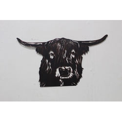 Extra image of Large Copper Colour Highland Cow Steel Metal Garden Wall Plaque 68 X 36cm