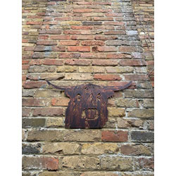 Extra image of Large Copper Colour Highland Cow Steel Metal Garden Wall Plaque 68 X 36cm