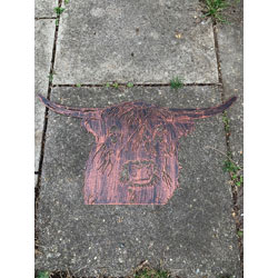Extra image of Large Copper Colour Highland Cow Steel Metal Garden Wall Plaque 68 X 36cm