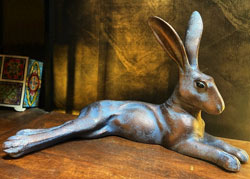 Extra image of Laying Hare Garden Sculpture Cast Aluminium Ornament