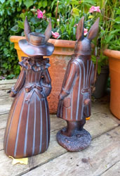 Extra image of Mr and Mrs Rabbit Garden Ornament
