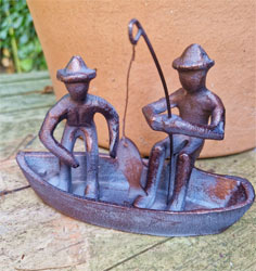 Extra image of Gone Fishing! Ornament Hand Cast in Aluminium with Antique Bronze Finish