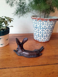 Extra image of Miniature Laying Hare Garden Sculpture