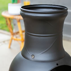 Extra image of 56139B Oxford Barbecues Black Steel Chiminea Patio Heater Wood Burner