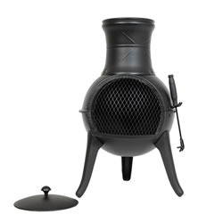 Small Image of 56139B Oxford Barbecues Black Steel Chiminea Patio Heater Wood Burner