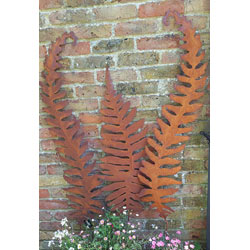 Small Image of Set Of 3 Rustic Giant Fern Wall Art Sculptures