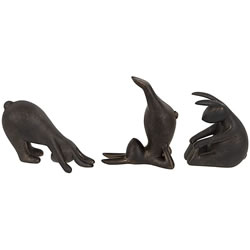Image of Set of Three Yoga Bunnies in Bronze Effect Finish
