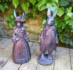 Extra image of Mr and Mrs Rabbit Garden Ornament