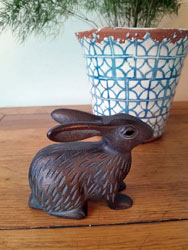 Image of Baby Rabbit Sculpture in Bronze effect Aluminium