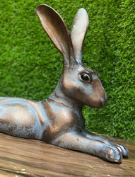 Extra image of Laying Hare Garden Sculpture Cast Aluminium Ornament