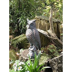 Extra image of Cast Iron Long Eared Owl Sculpture - Antique Verde Bronze Finish